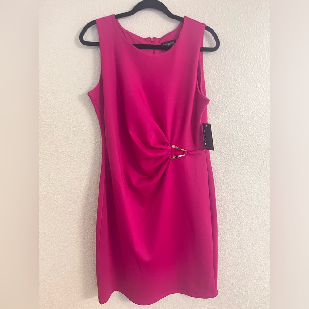 Enfocus Studio Fuchsia Sleeveless Sheath Dress with Side Twist